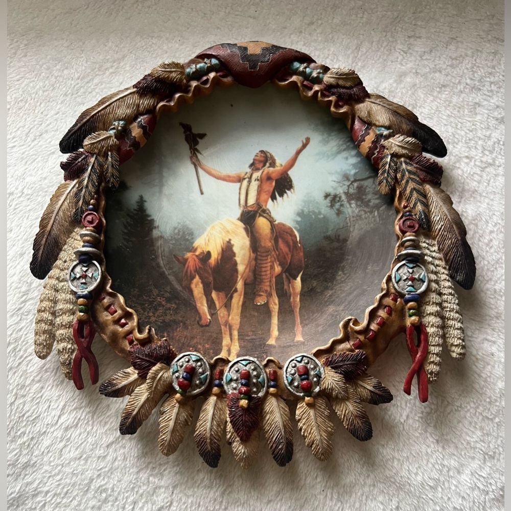 Handcrafted Brown Feathered Native Motif Wall Art
